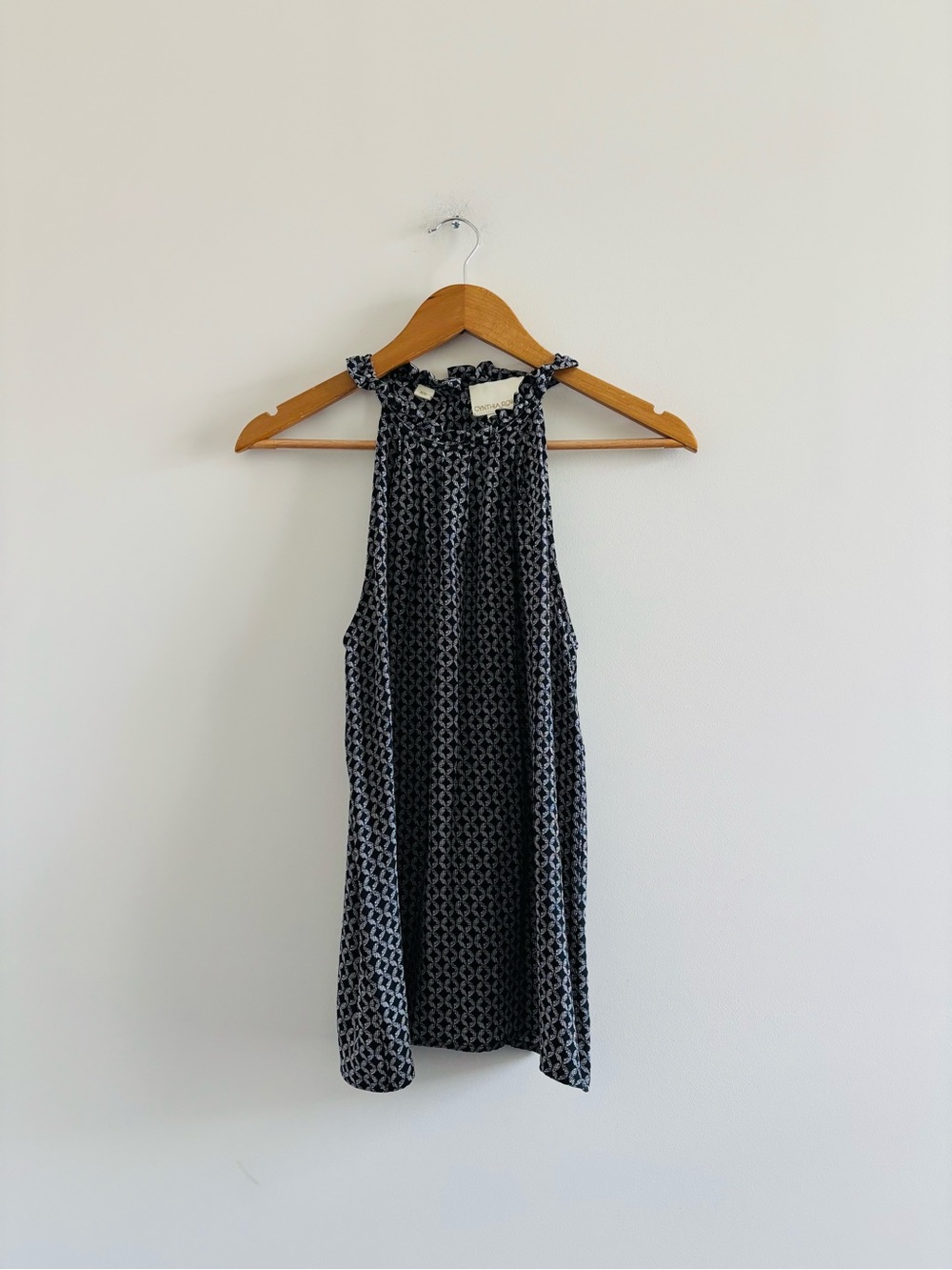 Cynthia Rowley Blouse Silk Sleeveless Shell Top Black White Womens XS Office